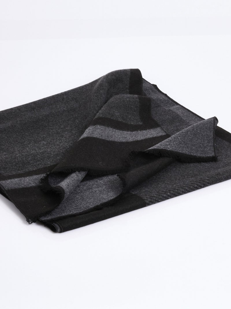 Echarpe motifs bicolores petites franges - AFIBEL Noir - Kiabi
