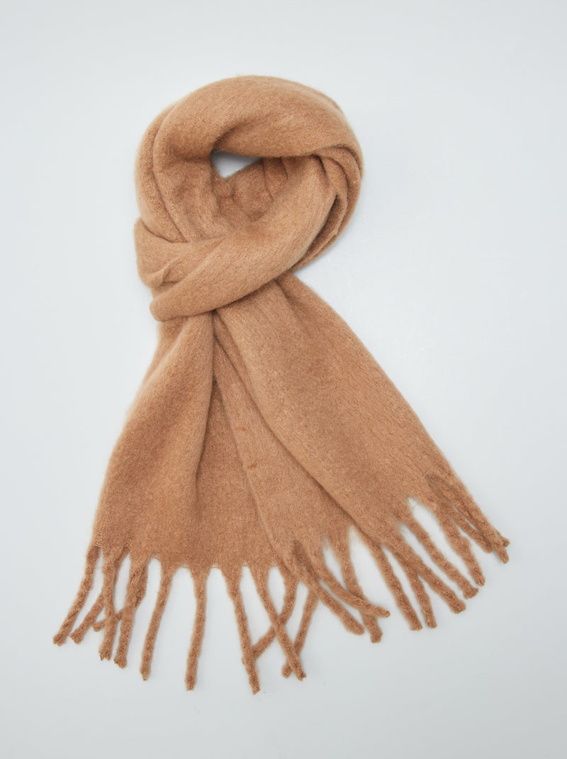 Echarpe plaid avec frange beige - Kiabi