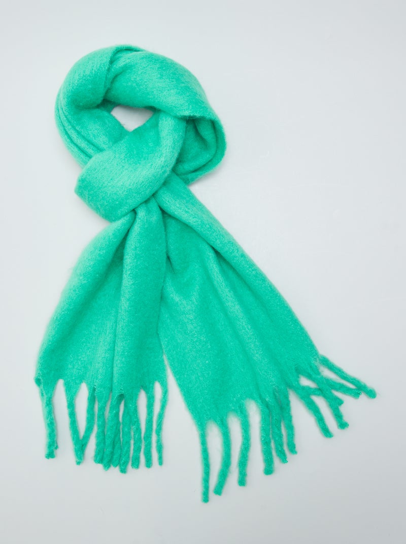 Echarpe plaid avec frange Vert - Kiabi