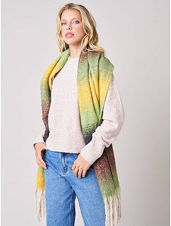 Écharpe rayée multicolore femme à franges 'Deeluxe'