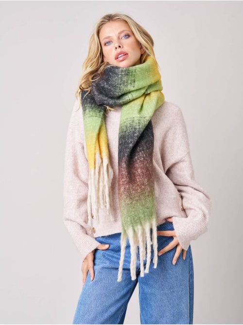 Écharpe rayée multicolore femme à franges 'deeluxe' - Kiabi