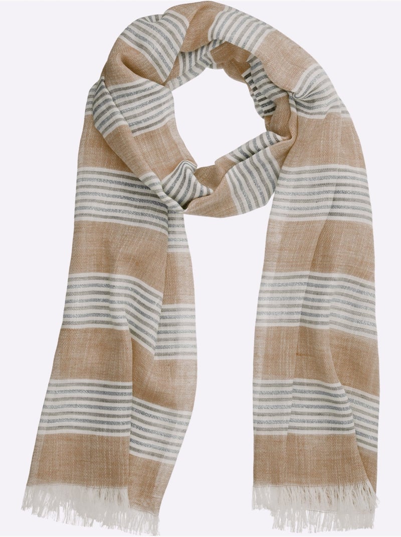 écharpe Rayures Tendance - Taille Standard - Helline Beige - Kiabi