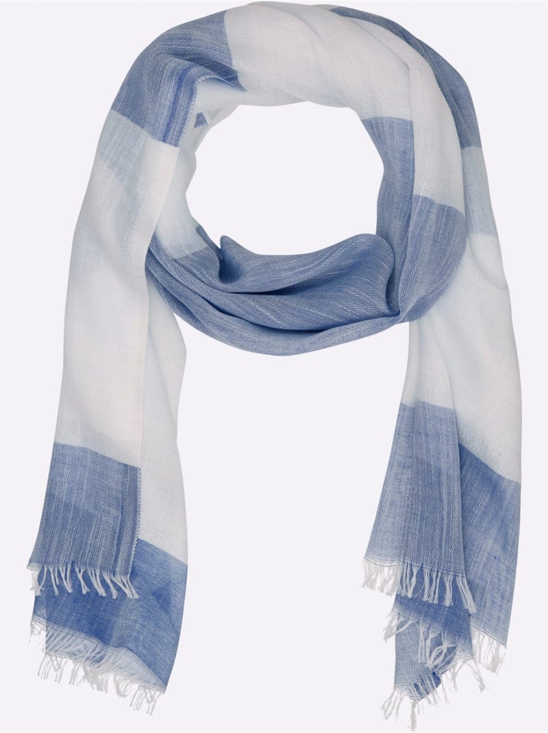 Écharpe rayures tendance - taille standard - helline Bleu jean - Kiabi