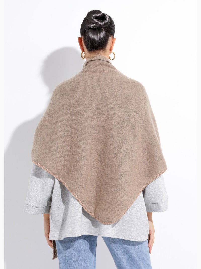 Echarpe triangle maille douce et chaude - afibel Taupe - Kiabi