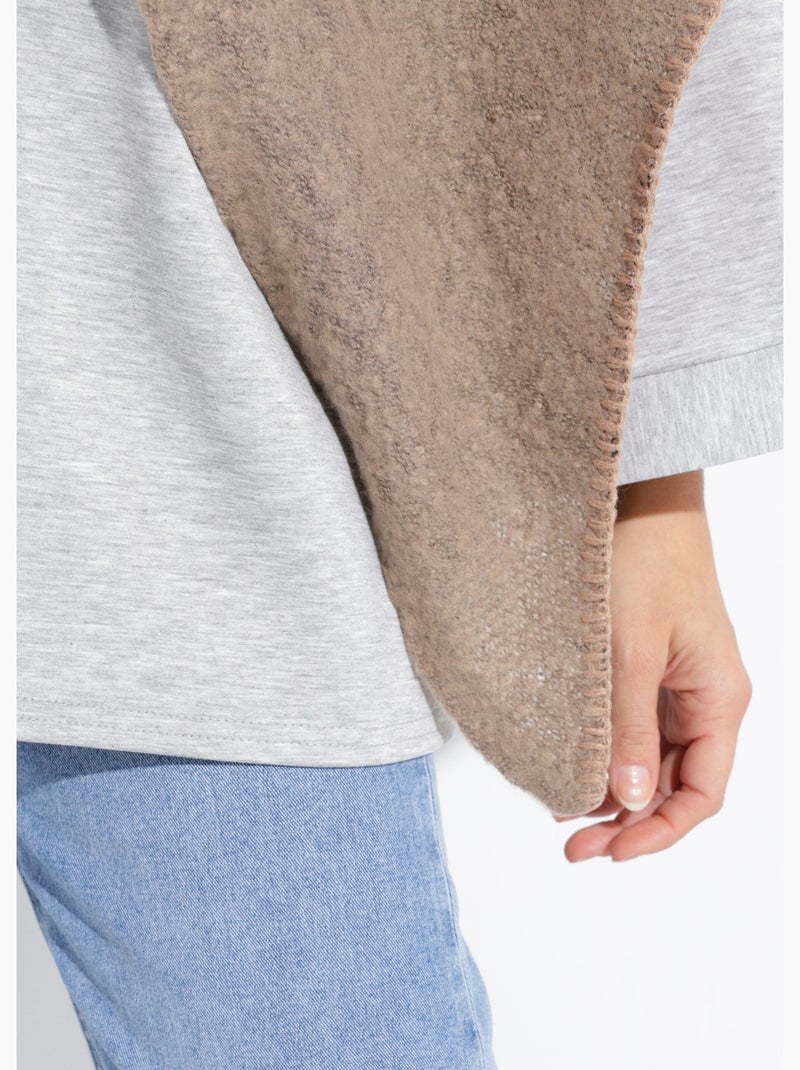 Echarpe triangle maille douce et chaude - afibel Taupe - Kiabi