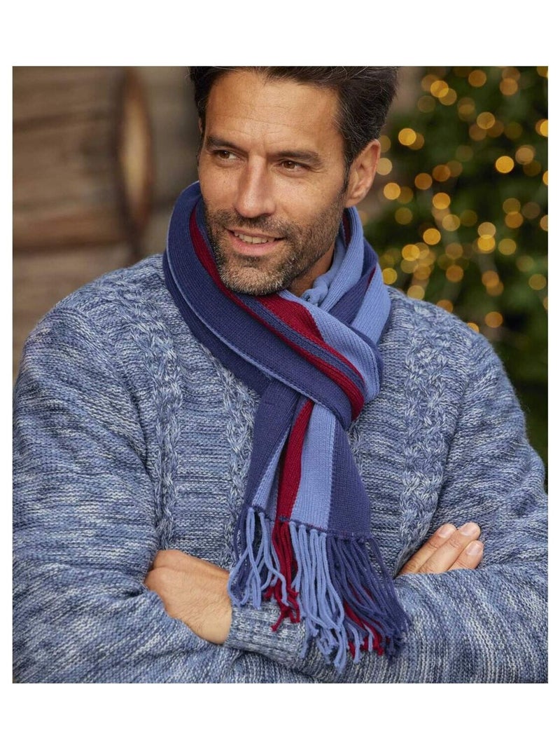Écharpe Tricot Rayée   - ATLAS FOR MEN Bleu Bleu - Kiabi