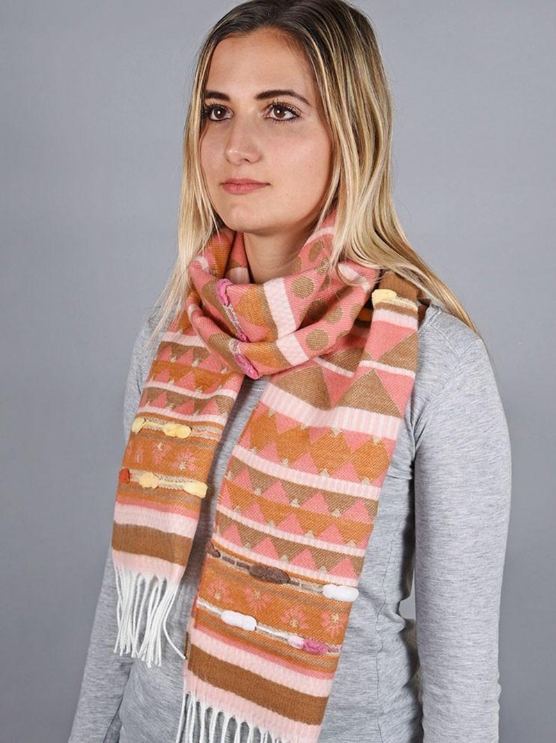 Echarpe Troïka - Fabriqué en France Orange corail - Kiabi