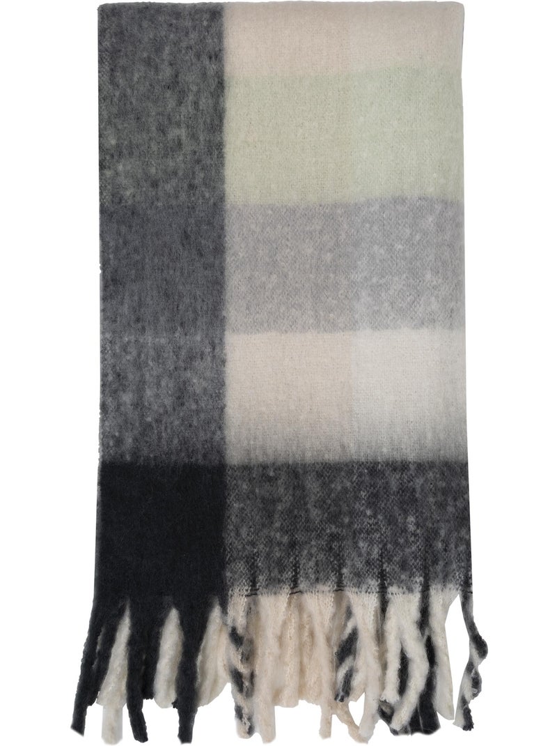 Echarpe type plaid, ultra douce, chaude, très confortable femme isotoner Gris Vert - Kiabi