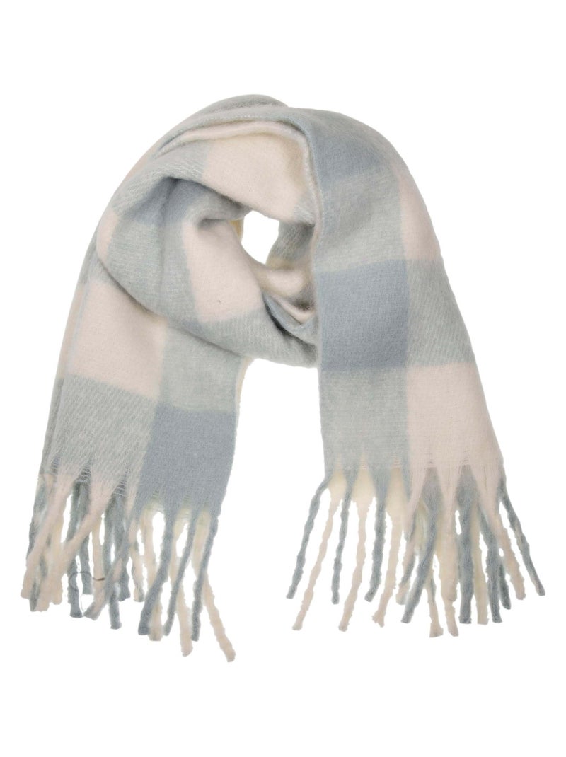 Echarpe type plaid, ultra douce, chaude, très confortable Vert sauge/Blanc cassé/Sable - Kiabi