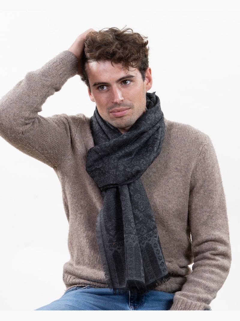 Echarpe ultra douce, chaude, très confortable, 50x200 cm mixte adulte Noir Gris anthracite - Kiabi