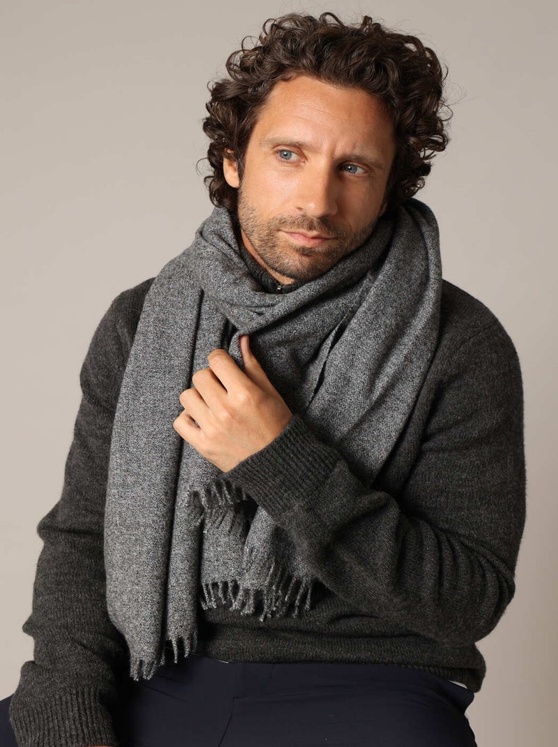 Écharpe unie à franges au style intemporel 'Deeluxe' Gris - Kiabi