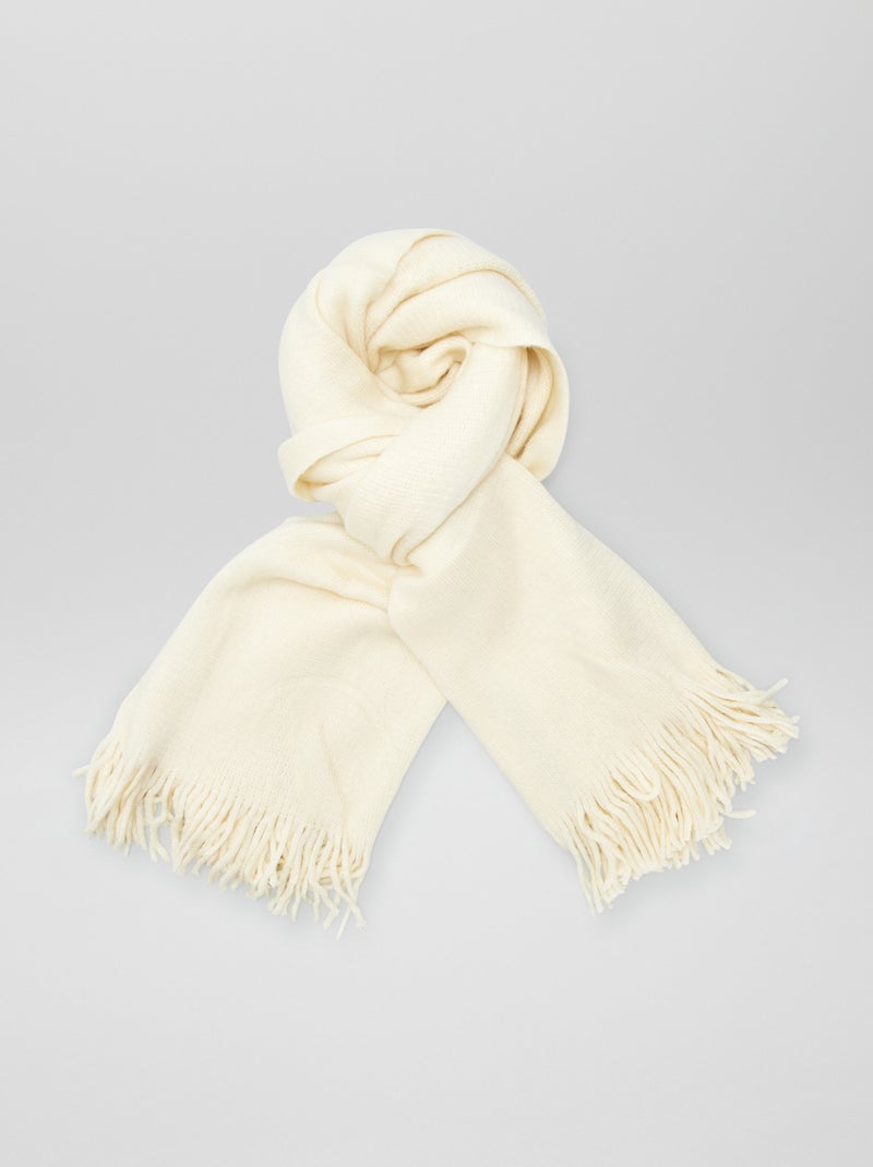 Echarpe unie en maille chaude Blanc - Kiabi