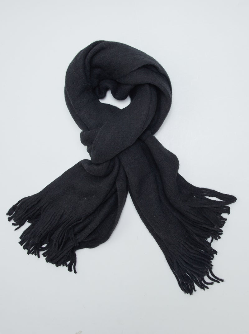 Echarpe unie en maille chaude noir - Kiabi