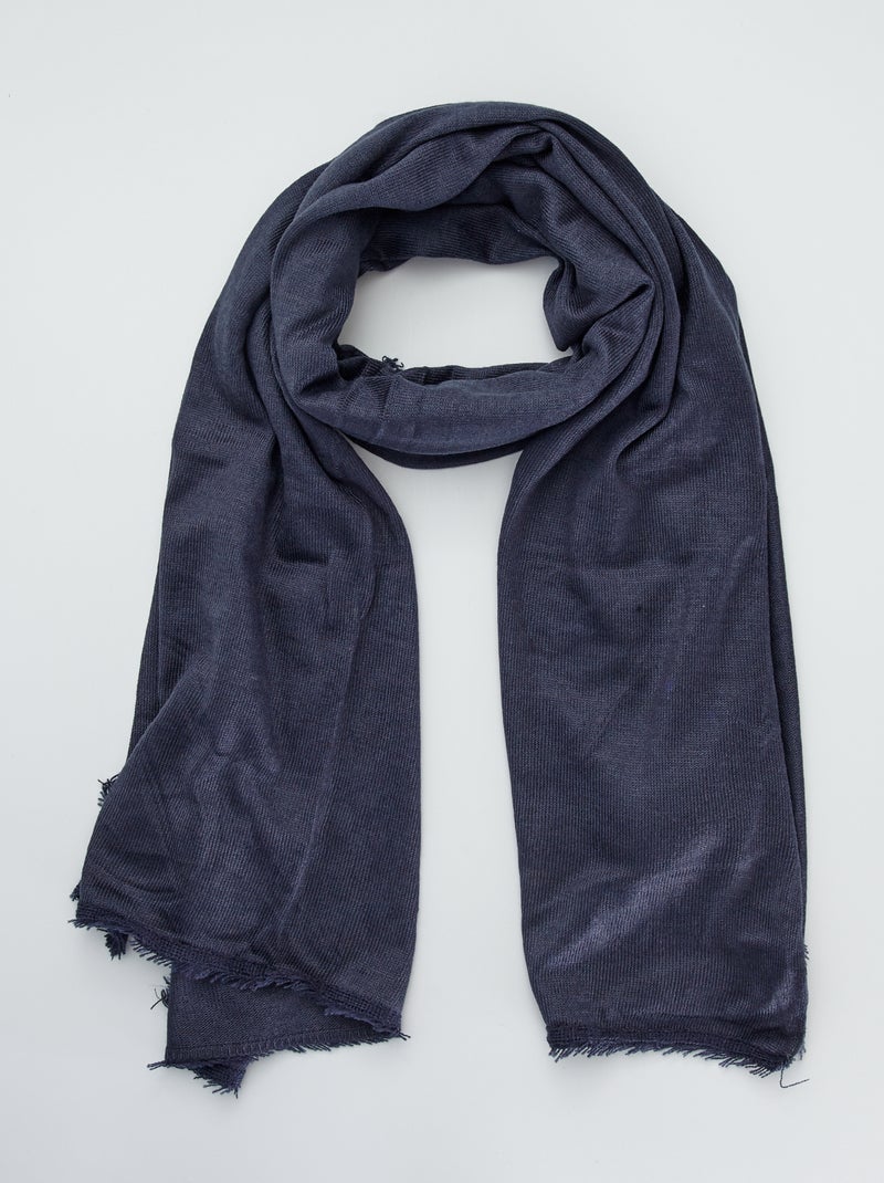Echarpe unie maille fine bleu marine - Kiabi