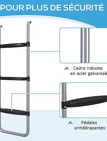 Échelle de trampoline 3 ou 2 échelons 120 Kg max.