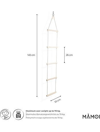 Échelle d’escalade en bois & corde de coton 5 échelons pour enfant