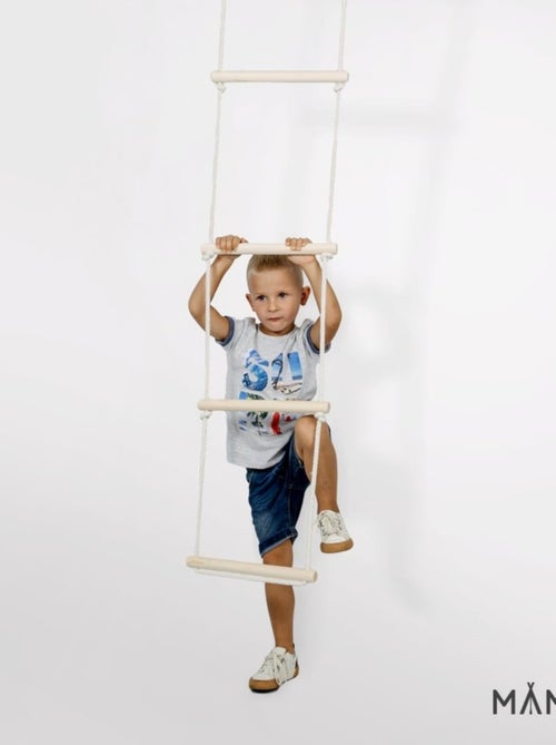 Échelle d’escalade en bois & corde de coton 5 échelons pour enfant - Kiabi