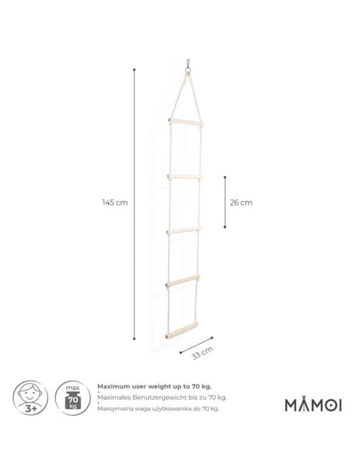 Échelle d’escalade en bois & corde de coton 5 échelons pour enfant - Kiabi