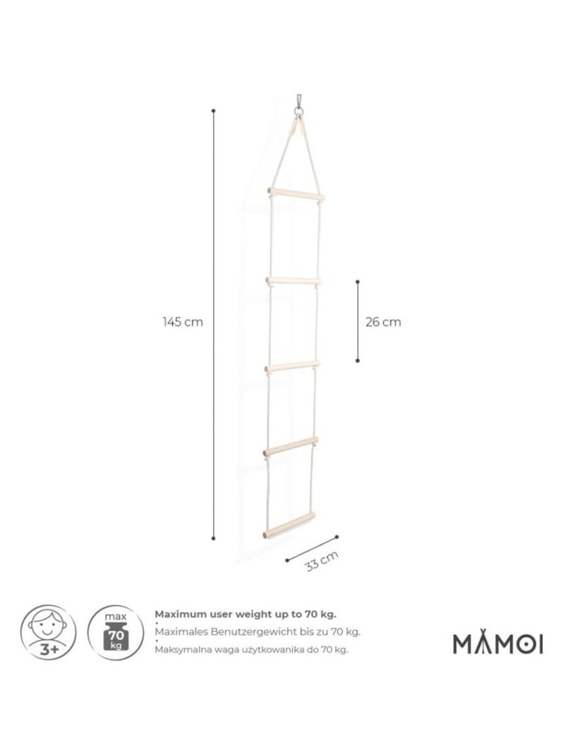 Échelle d’escalade en bois & corde de coton 5 échelons pour enfant N/A - Kiabi