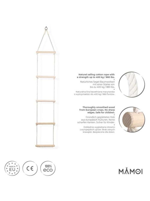 Échelle d’escalade en bois & corde de coton 5 échelons pour enfant - Kiabi