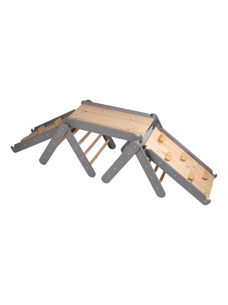 Échelle pour enfants avec toboggan et mur d’escalade. Deux échelles + deux murs d'escalade Gris - Kiabi