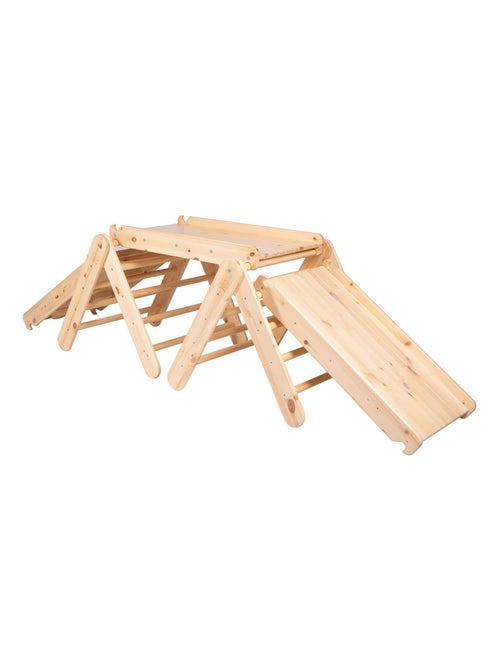 Échelle pour enfants avec toboggan et mur d'escalade naturelle - Kiabi