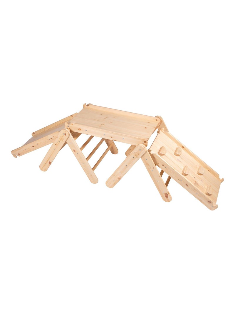 Échelle pour enfants avec toboggan et mur d'escalade naturelle Beige - Kiabi