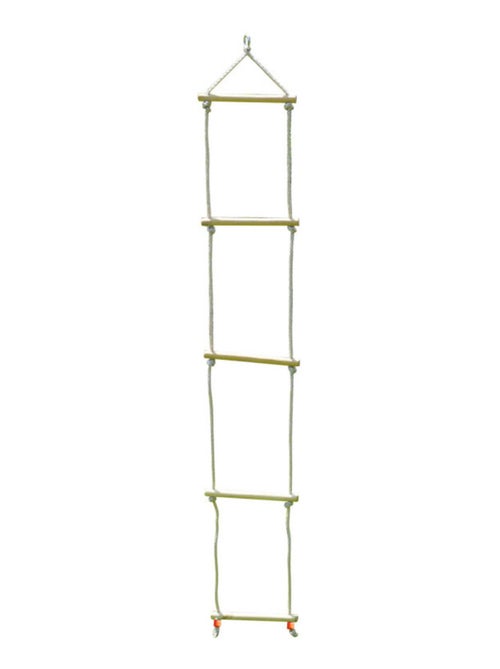 Echelle pour portique 5 barreaux bois et corde - Kiabi