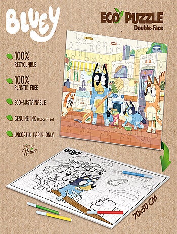 ECO-PUZZLE 60 PCS DOUBLE FACE BLUEY