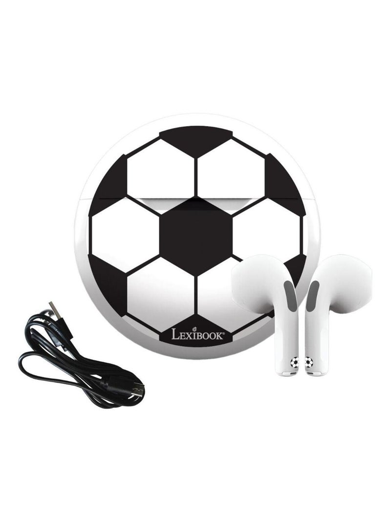 Écouteurs sans fil Bluetooth Football avec étui de chargement et de rangement Blanc - Kiabi