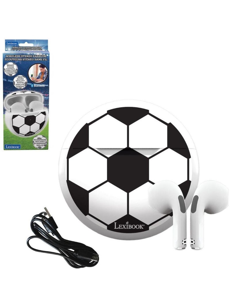 Écouteurs sans fil Bluetooth Football avec étui de chargement et de rangement Blanc - Kiabi