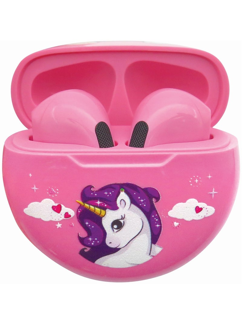 Écouteurs sans fil Bluetooth Licorne avec étui de chargement et de rangement Rose - Kiabi