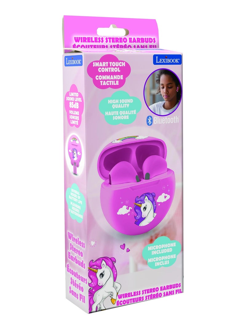 Écouteurs sans fil Bluetooth Licorne avec étui de chargement et de rangement Rose - Kiabi