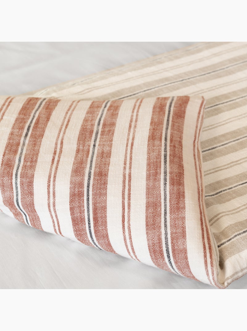 Édredon 100% coton rayures tapissier deux faces LOURMARIN Beige - Kiabi