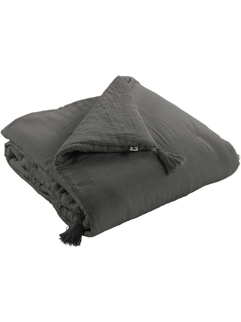 Edredon 100% gaze de coton Gris - Kiabi