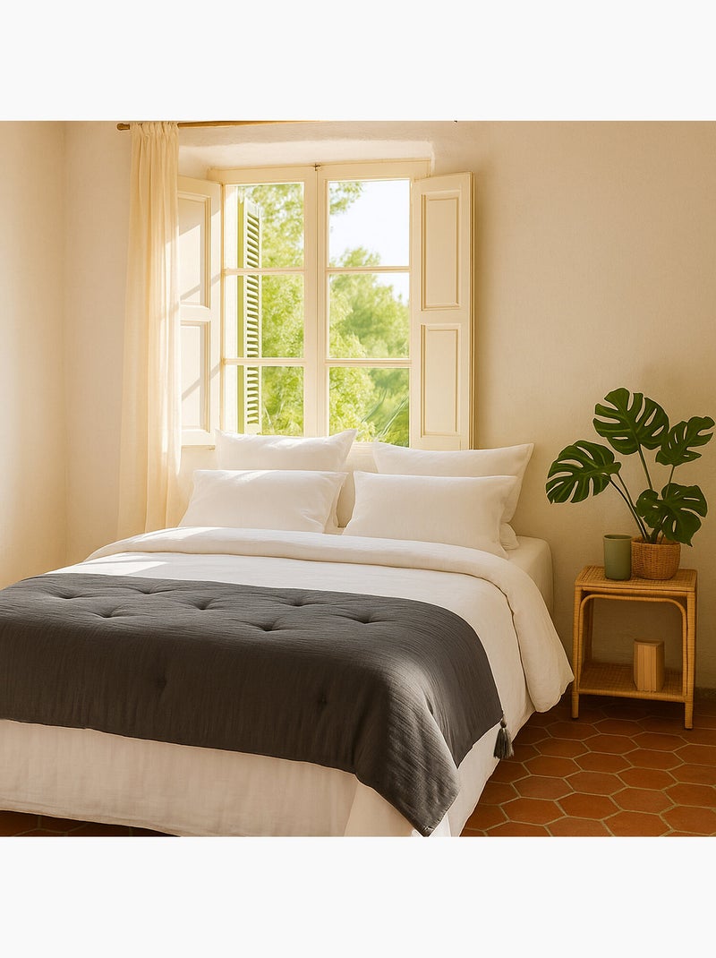 Edredon 100% gaze de coton Gris - Kiabi