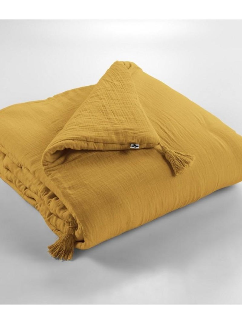 Édredon 150x150 cm Gaze de coton safran Jaune - Kiabi