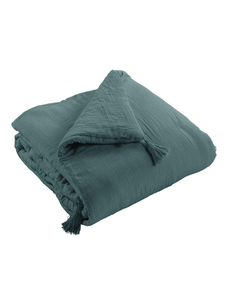Edredon 150x150 en double Gaze de coton Bleu canard - Kiabi