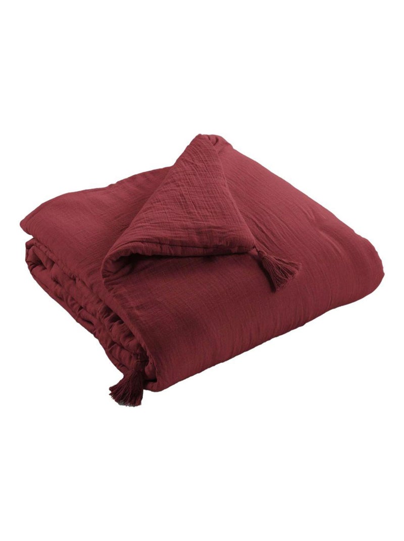 Edredon 150x150 en double Gaze de coton Bordeaux - Kiabi