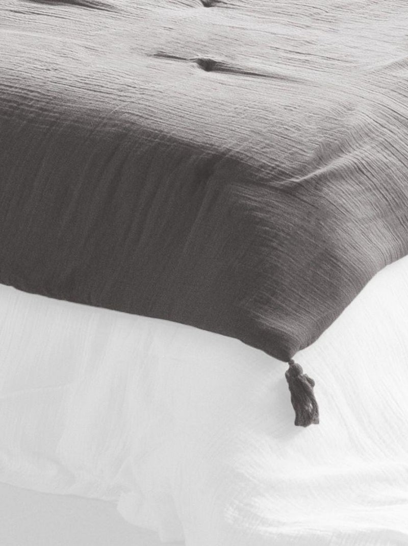 Edredon 150x150 en double Gaze de coton gris anthracite - Kiabi