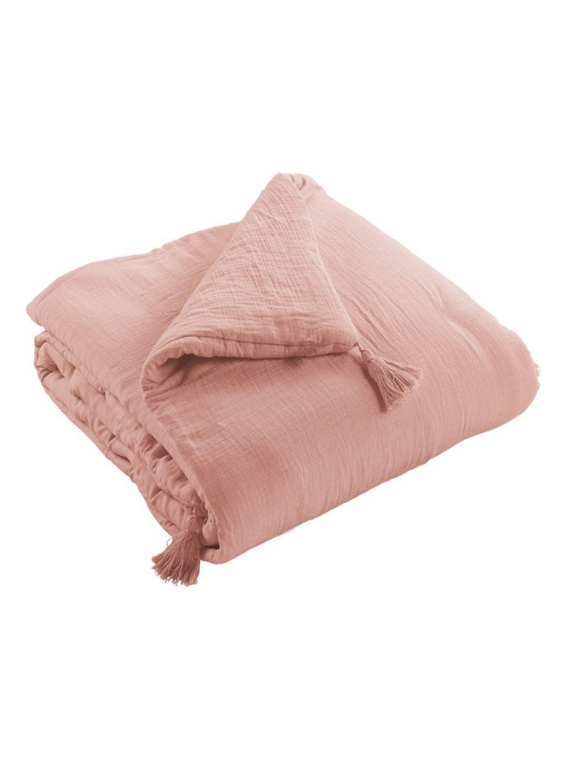 Edredon 150x150 en double Gaze de coton Rose foncé - Kiabi