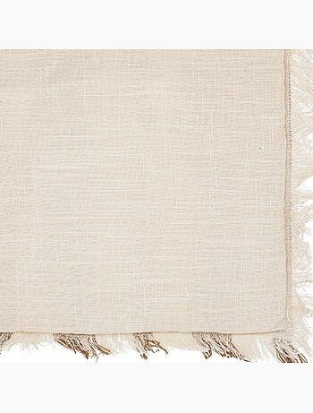 Edredon beige à franges