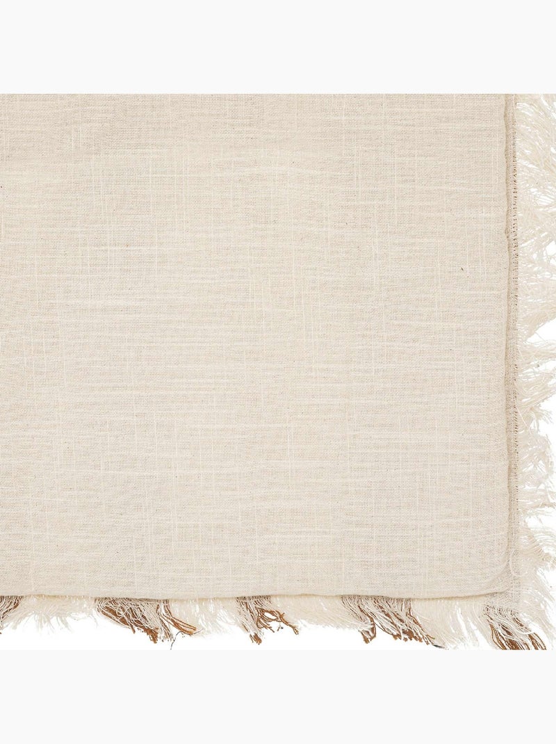 Edredon beige à franges Beige clair - Kiabi
