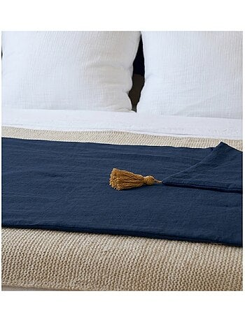 Edredon bout de lit en coton avec pompons Cocon