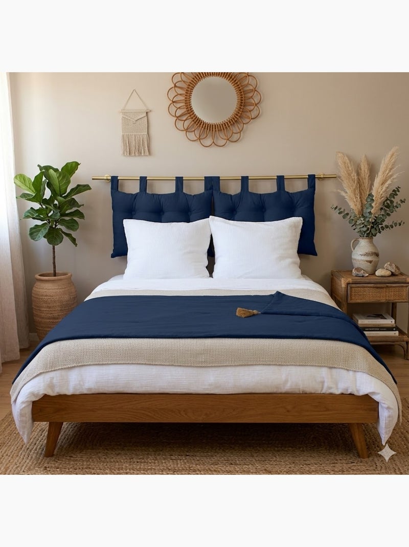 Edredon bout de lit en coton avec pompons Cocon Bleu marine - Kiabi