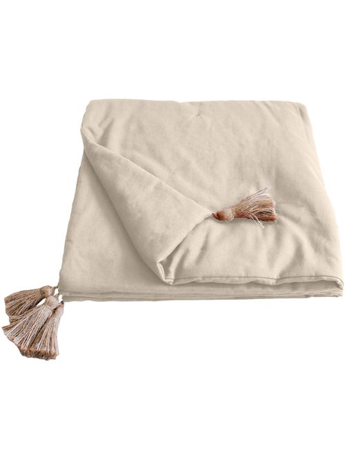 Edredon bout de lit en coton avec pompons Cocon - Kiabi Edredon bout de lit en coton avec pompons Cocon - Kiabi