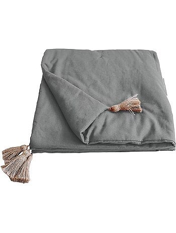 Edredon bout de lit en coton avec pompons Cocon