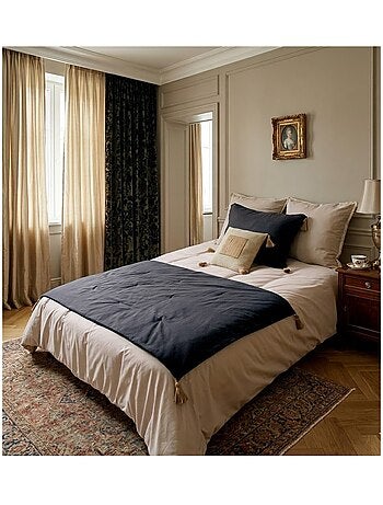 Edredon bout de lit en coton avec pompons Cocon