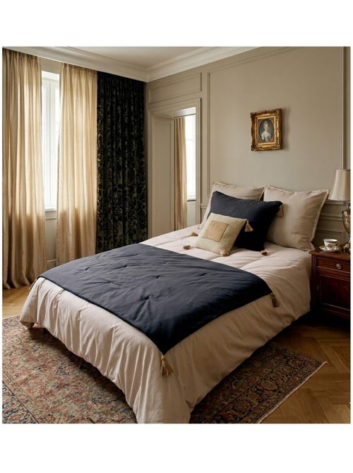 Edredon bout de lit en coton avec pompons Cocon - Kiabi Edredon bout de lit en coton avec pompons Cocon - Kiabi