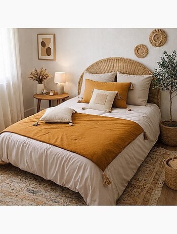 Edredon bout de lit en coton avec pompons Cocon